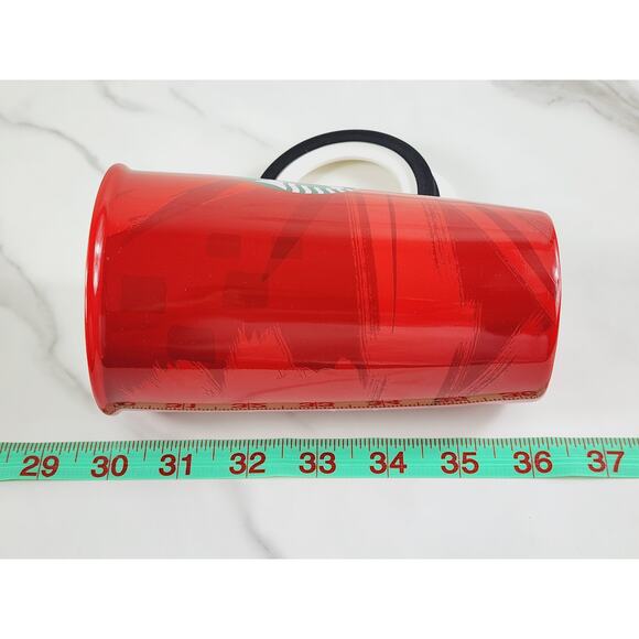 Starbucks Red Tall Travel Coffee Mug Tumbler Holiday 12oz Ceramic 6" Double Wall - Picture 14 of 14